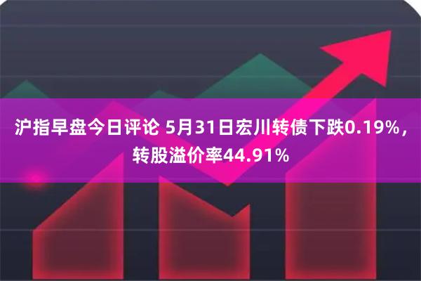 沪指早盘今日评论 5月31日宏川转债下跌0.19%，转股溢价率44.91%