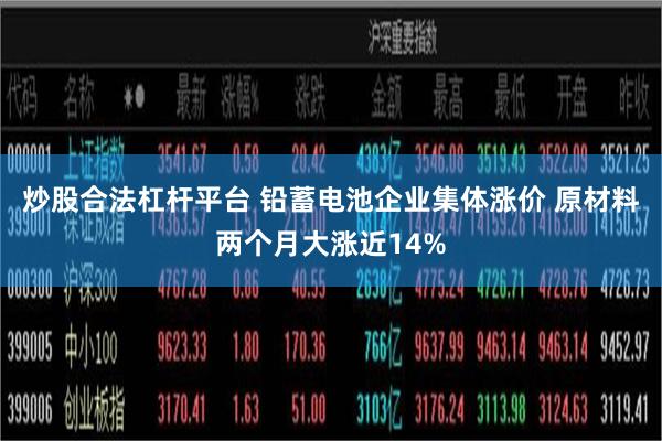 炒股合法杠杆平台 铅蓄电池企业集体涨价 原材料两个月大涨近14%