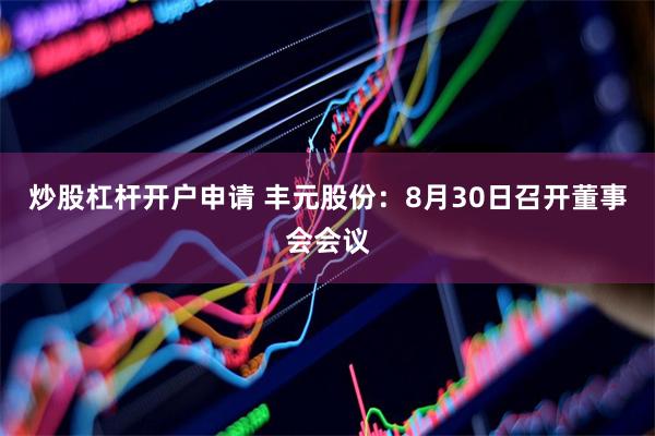 炒股杠杆开户申请 丰元股份：8月30日召开董事会会议