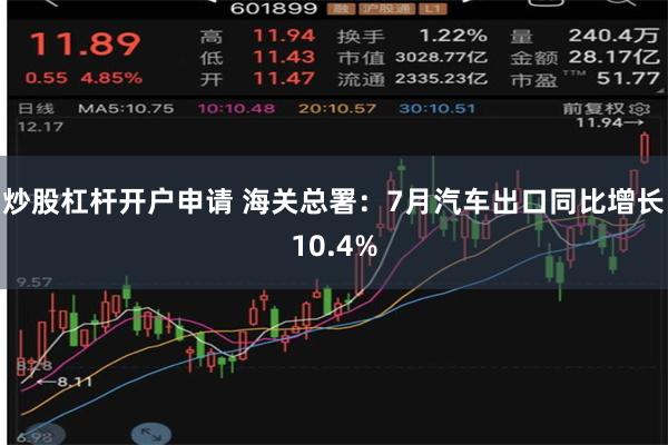 炒股杠杆开户申请 海关总署：7月汽车出口同比增长10.4%